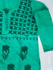 Green Embroidered Kurti