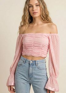 Chic Pink Off-Shoulder Crop Top