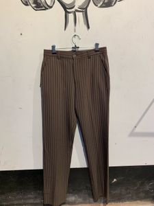 Striped Brown Casual Trousers