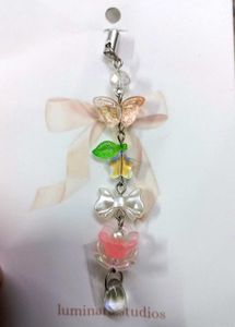 🌺🦋 Peach Flower Phone Charm with Star &amp; Bow ⭐🎀✨