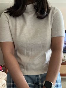 Gray Mock Neck Knit Top ZARA