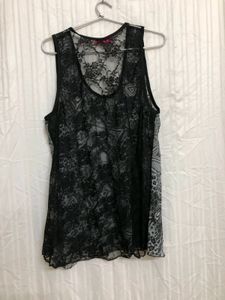 Black Floral Print Sleeveless  Top