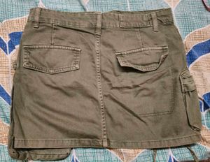 Olive Green Cargo Mini Skirt