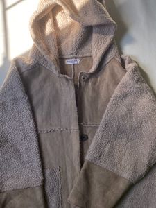 Hooded Faux Suede Coat