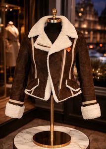Women Shearling Aviator Suede Jacket