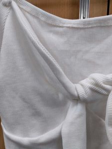 White Off-Shoulder Tie Top (CJ)