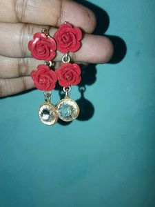 Red Rose Earrings