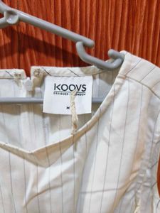 Koovs White Lining Jumpsuit