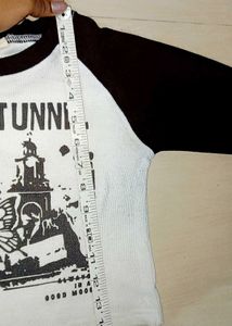 Black &amp; white long sleeve Graphic Tee
