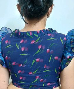 Floral Ruffle Sleeve Top