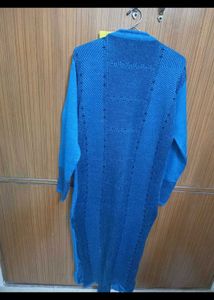 Elegant Blue Knit Cardigan with plazzo
