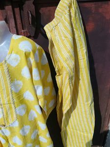 Yellow Printed Kurta Set