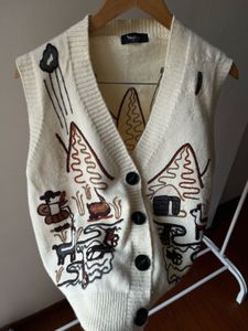 Embroidered Spring  Creamish White VEST