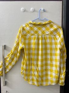 Butter Yellow Checks/Plaid Shirt Y2K style