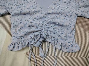 Floral Print Ruched Top And Trousers Co-rd Set