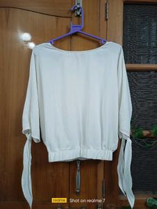 Round Neck Off White Crop Top