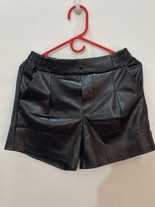 Stylish Black Faux Leather Shorts