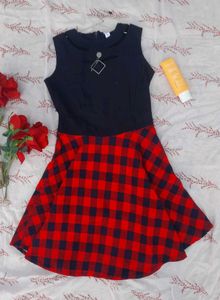 Red Plaid Skater Dress