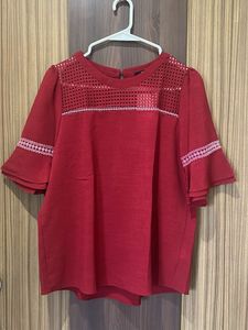 Zara Red Perforated Top