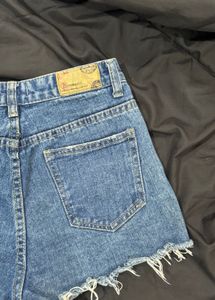 dark blue denim shorts