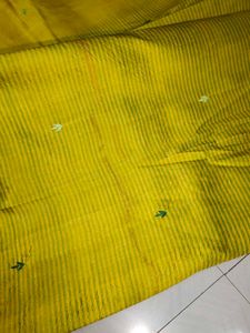 Yellow Embroidered Pure Silk Saree💛