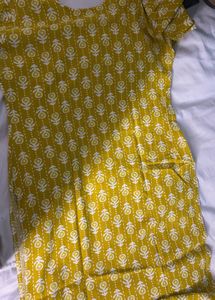 Yellow Printed Kurta