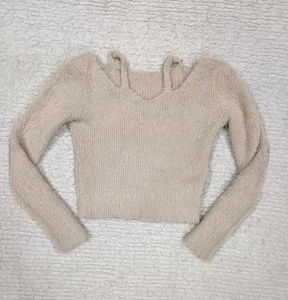 Cream Woolen Trendy Top
