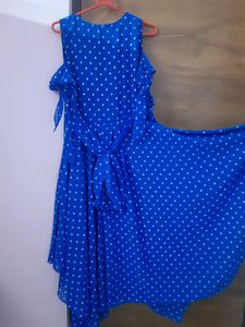 A Beautiful Blue &amp; White Polka Dot Printed Gown💙
