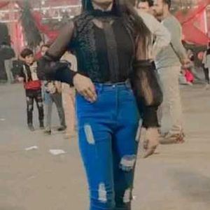 Black Party Wear Net Top