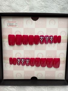 (New) Dark Pink Press on Nails/ Square/ Medium