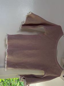 Mauve Ruffle Trim Top