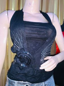 Stylish Black Halter Top