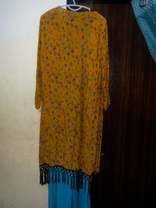 Floral Dress with Mustard Shrug