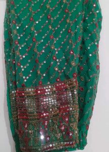Green Sequin Embellished Pants
