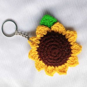 Sunflower Crochet Keychain