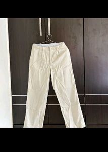 White Straight Fit Pant For Women
