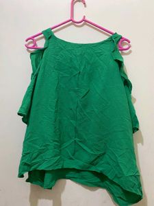 Green Cold Shoulder Top