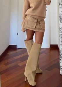 Square toe trendy knee high  Kitten Heel Boots