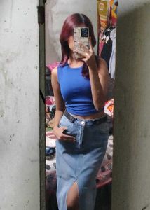 Vintage Long Denim Bodycon Skirt