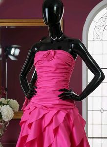 Pink Strapless Ruffle Dress