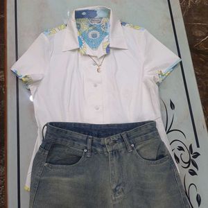 White Shirt With Beautiful Patchwork