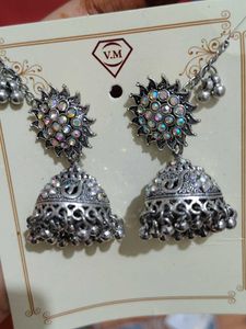 Silver Jhumka Earrings