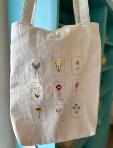 Embroidered Floral Tote Bag