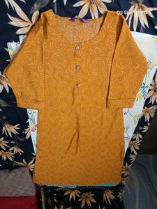 Libas Mustard Printed Kurti Size XS