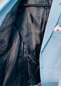 Light Blue Blazer with Pocket Square