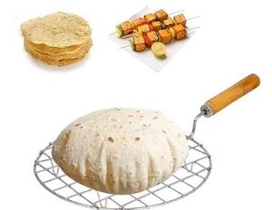Wire Round Wooden Handle Roaster Papad Jali