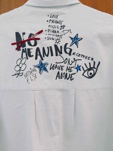 ZARA White Graphic Shirt