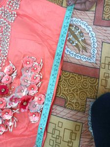 Sunset Peach Ruffles meet a Blooming Floral Leheng