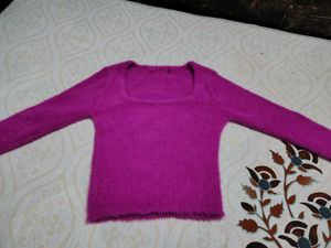 Purple Fuzzy Knit Top