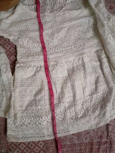 White Lace Peplum Top